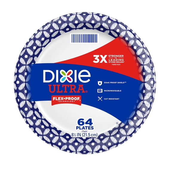 Dixie Ultra Disposable Paper Plates, 8 ½ Inch, Lunch Or Light Dinner Size Printed Disposable Plates, 64 Count (Pack Of 1)