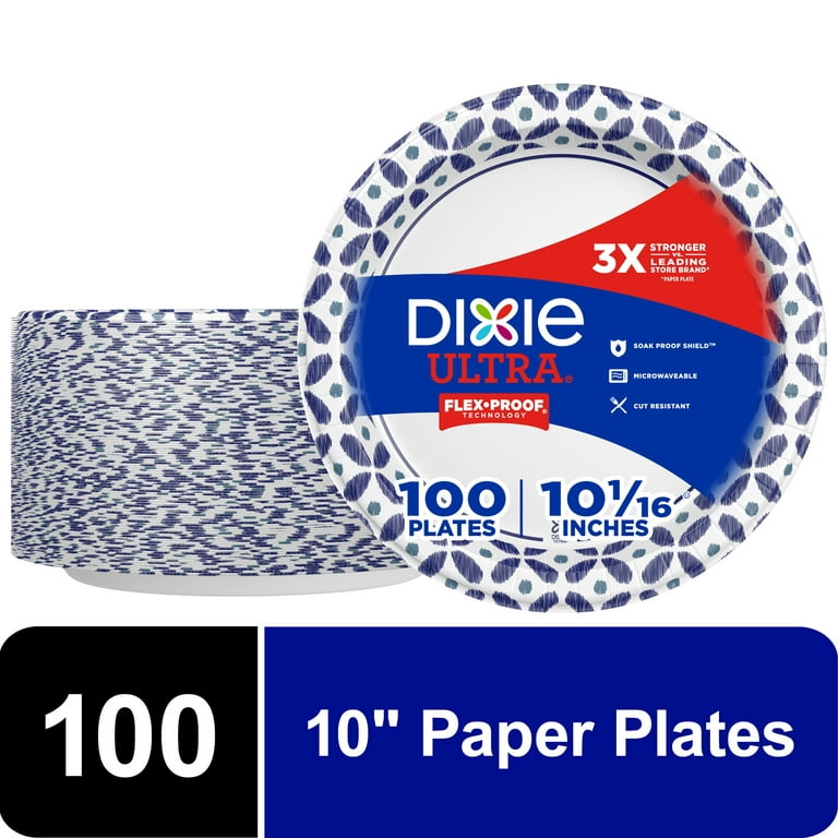 Dixie Ultra Disposable Paper Plates, 8 ½ inch, Lunch or Light Dinner Size  Printed Disposable Plates, 300 count (10 Packs of 30 Plates), Packaging and