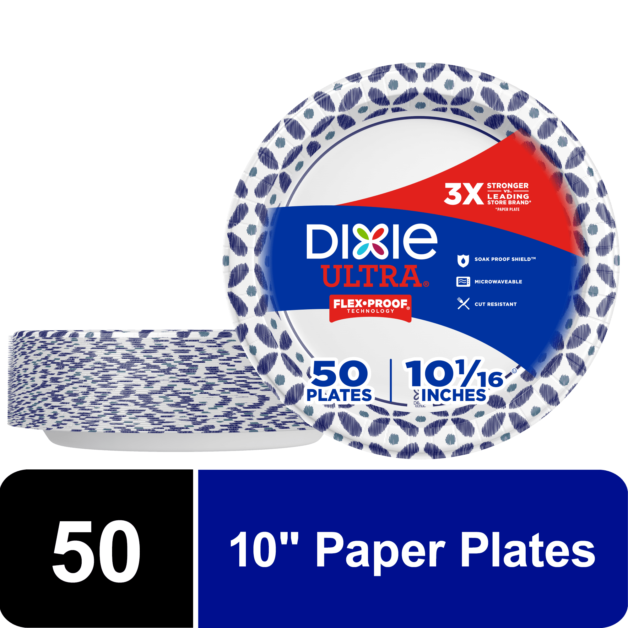 Dixie Ultra Disposable Paper Plates Multicolor 10 in 50 Count