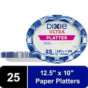 Dixie Ultra Platter Disposable Paper Plates, 12.5"x10", Multi-Color, 25 Count