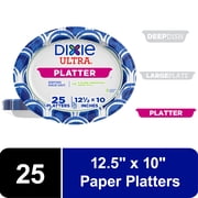 Dixie Ultra Platter Disposable Paper Plates, 12.5"x10", Multi-Color, 25 Count