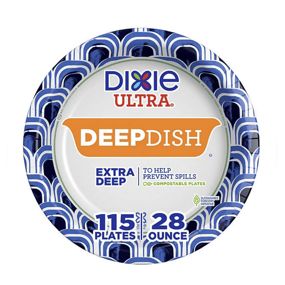 Dixie Ultra Extra Deep Dish Paper Plates 28 Ounce (115 Count)