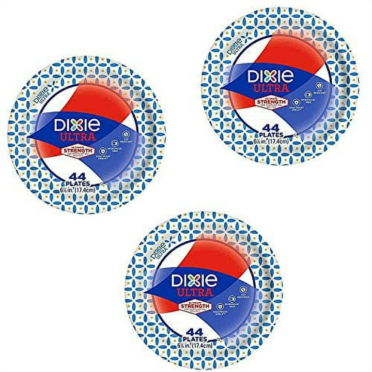 Dixie Ultra Heavy Duty Disposable Appetizer and Dessert Paper Plates, Small Plate 6 7/8 (44 ct) (Pack of 3)