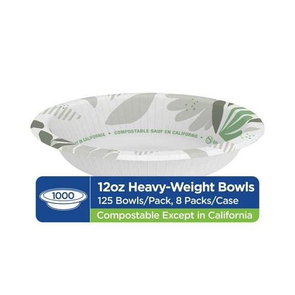 Dixie Ultra 12 ounce Heavy-Weight Paper Bowls By GP PRO (Georgia-Pacific), Pathways, SXB12WS (Case), 500 Count (125 Bowls Per Pack, 4 Packs Per Case)