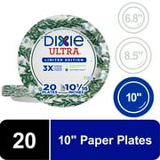 Dixie Ultra Winter Design Disposable Paper Plates, 10", Multi-Color, 20 Count