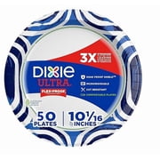 Dixie Ultra, Large Paper Plates, 10 Inch, 50 Count, 3X Stronger*, Heavy Duty, Microwave-Safe, Soak-Proof, Cut Resistant, Disposable Plates For Heavy, Messy Meals