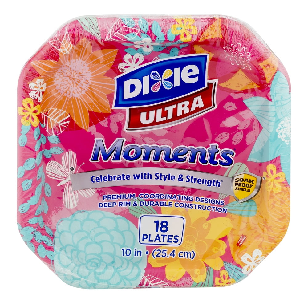 Dixie Ultra Moments Paper Plates, 10", 18 count