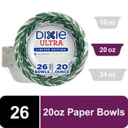Dixie Ultra Winter Design Disposable Paper Bowls, 20 oz, Multi-Color, 26 Count
