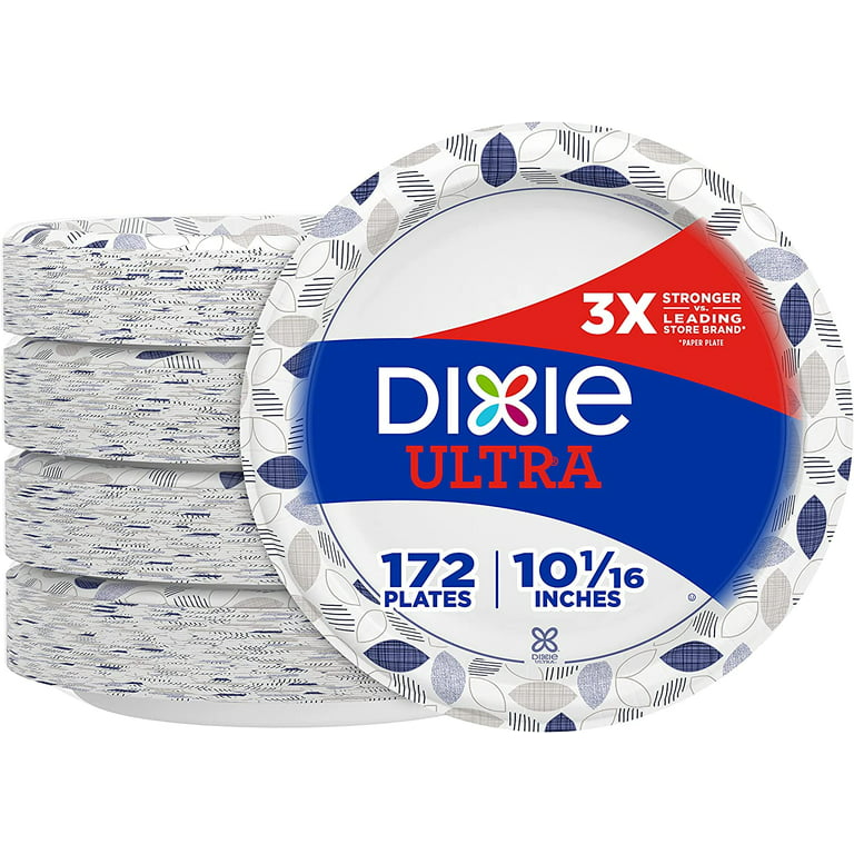 Dixie Ultra Paper Plates 10 1/16 inch Dinner Size Printed Disposable Plate 172 Count (4 Packs of 43 Plates) Packaging and Design May Vary, Varies, 172