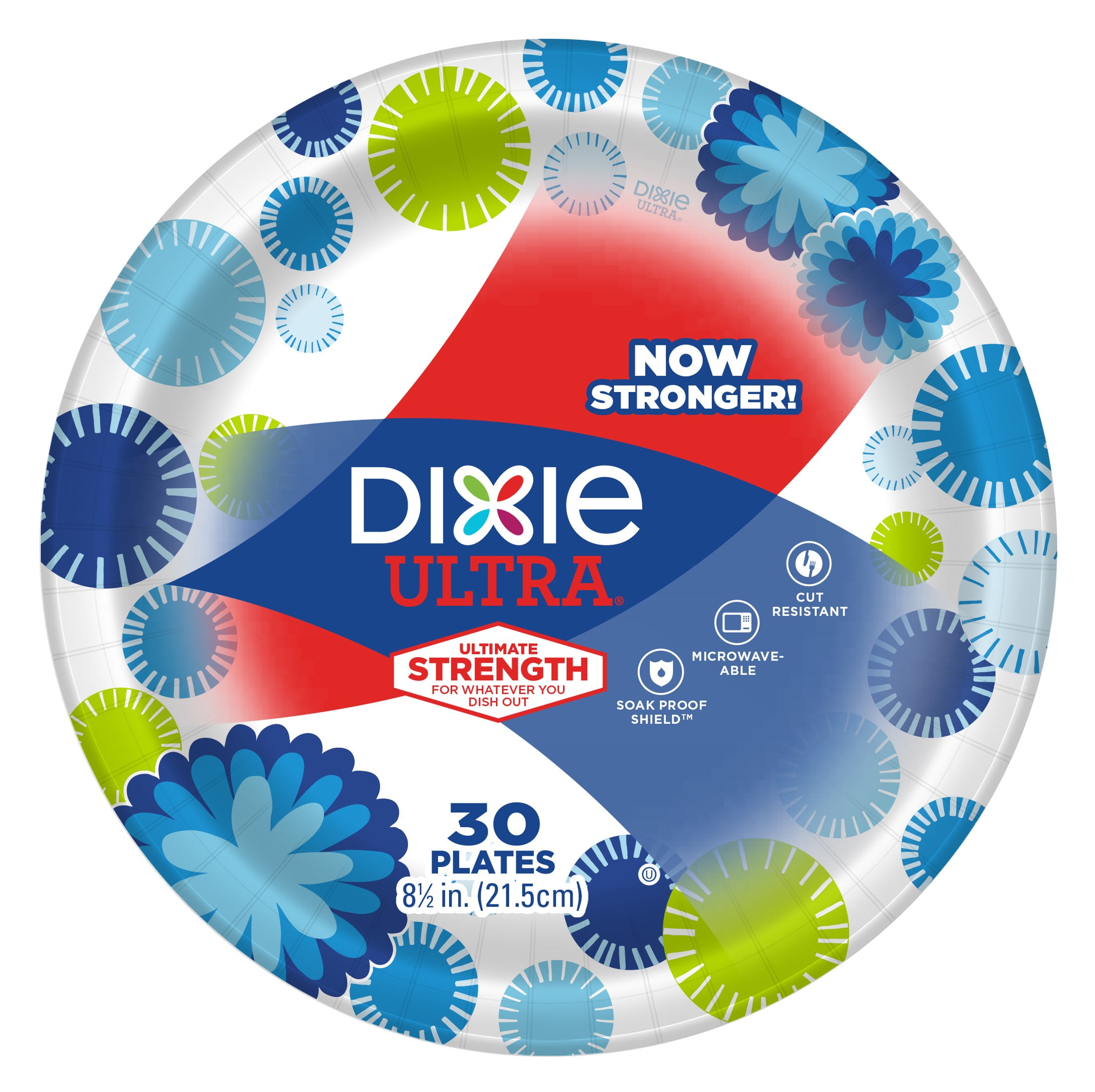  Dixie Ultra Disposable Paper Plates, 8 ½ inch, Lunch or Light  Dinner Size Printed Disposable Plates, 300 count (10 Packs of 30 Plates),  Packaging and Design May Vary : Health & Household