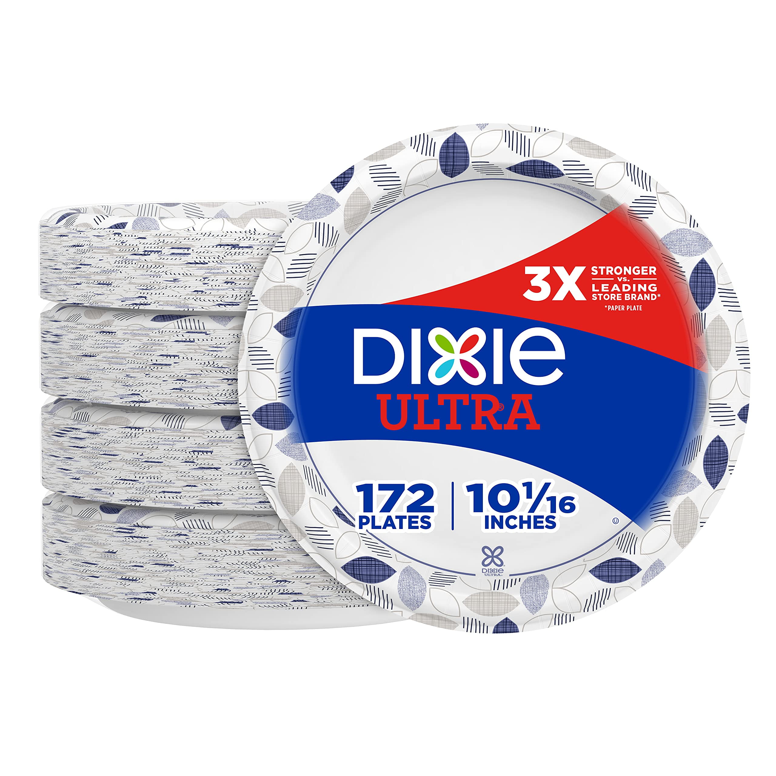 Dixie Ultra Paper Plates, 10 1/16 Inch, Dinner Size Printed Disposable