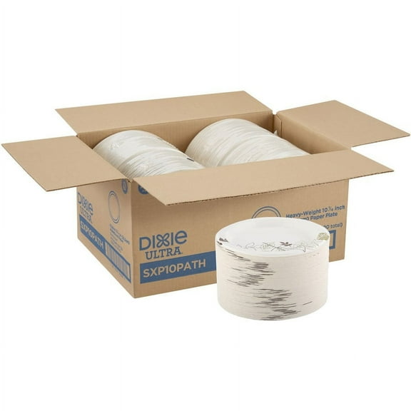 Dixie Ultra; Pathways Heavyweight Paper Plates by GP Pro - 125 / Pack - Microwave Safe - White - Paper Body - 500 / Carton