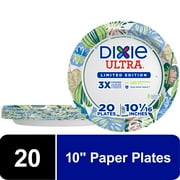 Dixie Ultra Summer Design Disposable Paper Plates, 10", Multi-Color, 20 Count