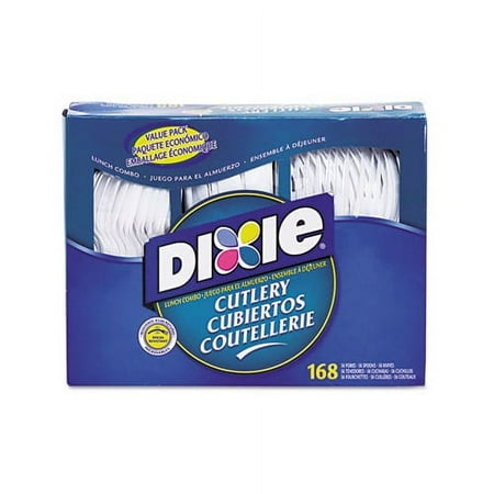 Dixie White Plastic Party Supply Sets, 168 Pieces