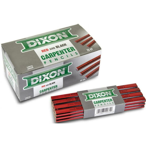 Dixon 19971 7" Soft Industrial Red and Black Carpenter Pencils - 12 per Package
