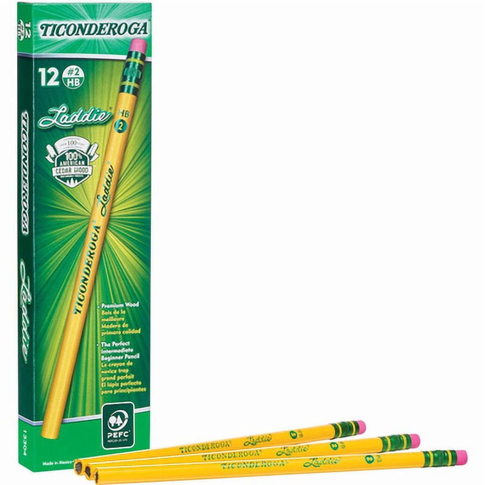 Dixon-2PK Ticonderoga Laddie Woodcase Pencil With Microban Protection, Hb (#2), Black Lead, Yellow Barrel, Doz