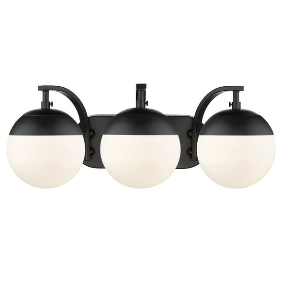 Golden Lighting Dixon 3-light Vanity in Matte Black and Opal Glass