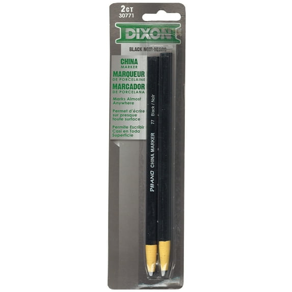 Dixon® China Markers, Black, 2 Per Pack, 12 Packs