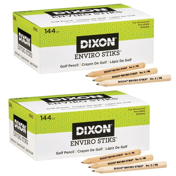 Dixon EnviroStiks Golf Pencils, 144 Per Pack, 2 Packs
