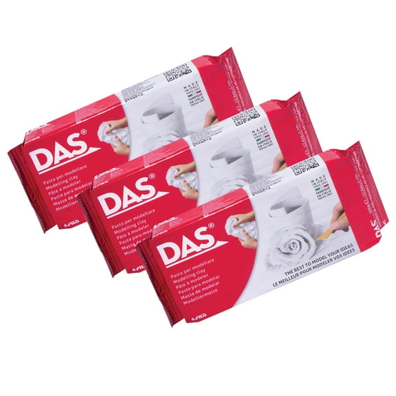 DAS Modeling Clay Air Hardening, White, 1.1lb, Pack of 3