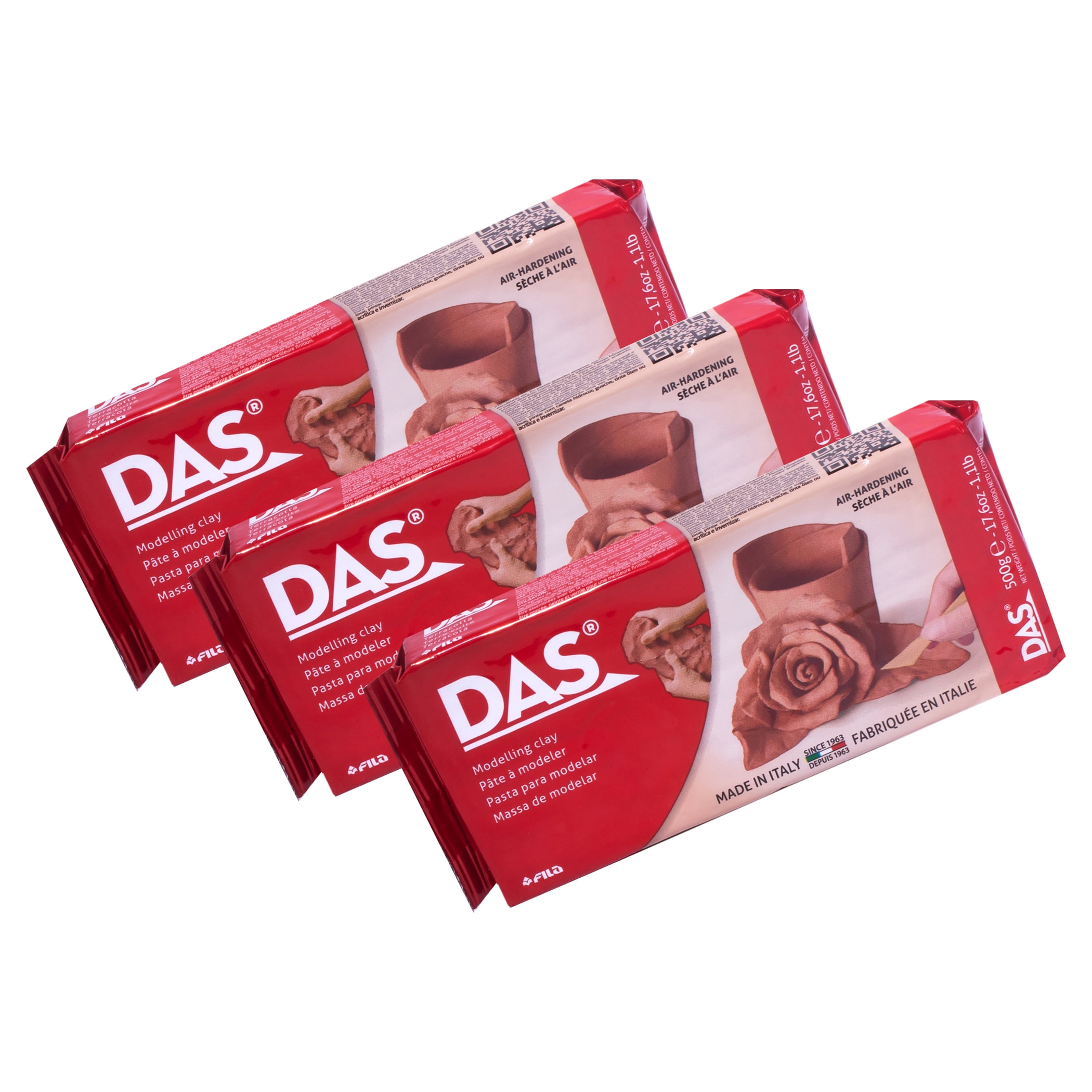 DAS Modeling Clay Air Hardening, Terra Cotta, 1.1lb, Pack of 3