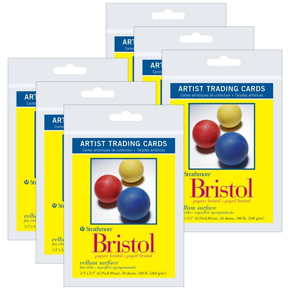 Strathmore 300 Series Artist Trading Cards Bristol Pack, Vellum Finish, 20 Sheet, 2.5x3.5 inch, 6 Pack