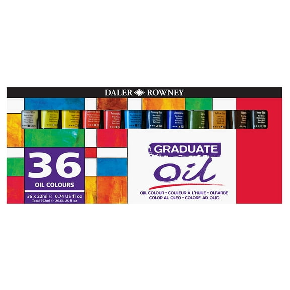 Daler-Rowney Graduate Oil Paint Set, Assorted Colors, 36 Piece, 22ml, 1 Count