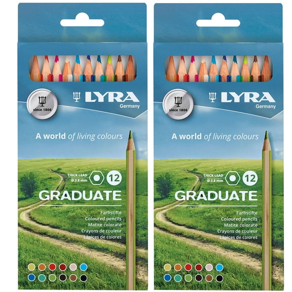 Lyra Graduate Colored Pencil Set, Assorted Colors, 12 Piece, 2 Pack