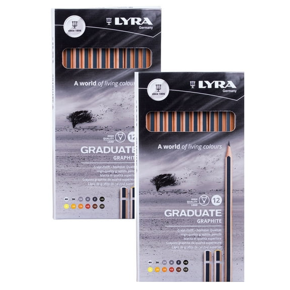 Lyra Graduate Graphite Pencil Set, Assorted Colors, 12 Per Set, 2 Sets