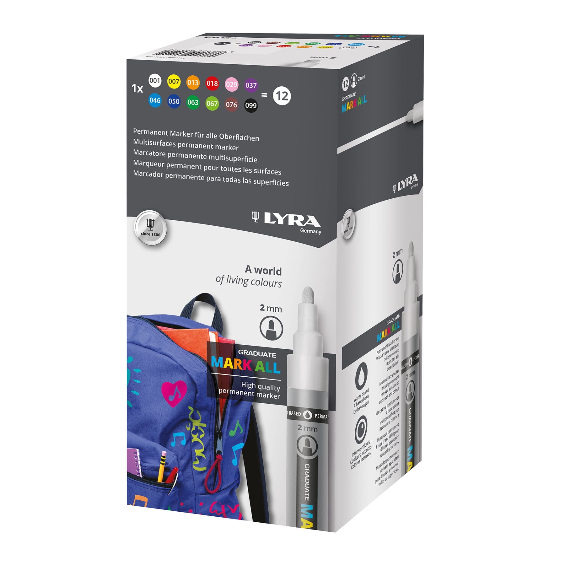 Lyra Graduate Mark All Permanent Paint Markers Set, Assorted Colors ...