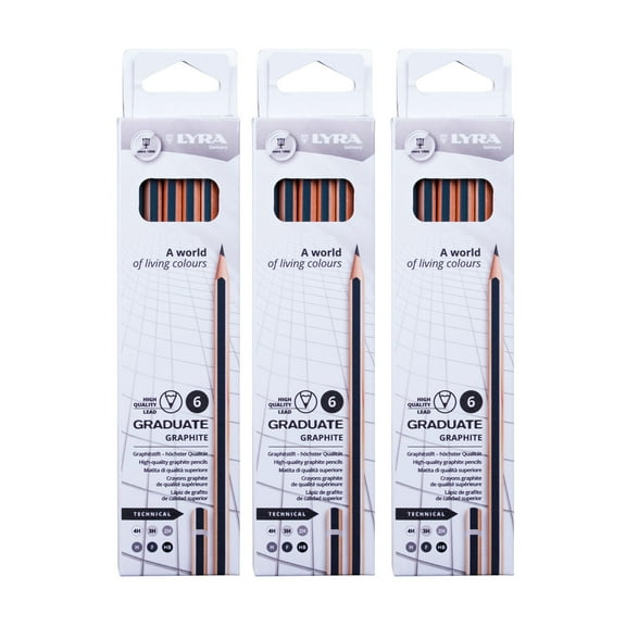 Lyra Graduate Graphite Pencil, Technical Set, 6 Piece, 3 Pack