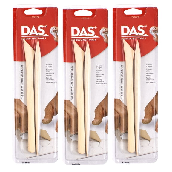 DAS Modeling Clay Tools, Hardwood Set, 2 Pieces Per Set, 3 Sets