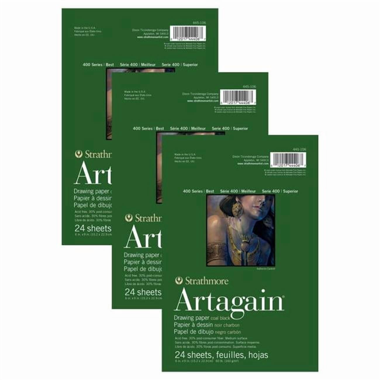Dixon Fine Art STTP4451061-3 6 x 9 in. 400 Series Glue Binding Art Again Pastel & Drawing Paper Pad, Coal Black, 24 Sheet - Pack of 3