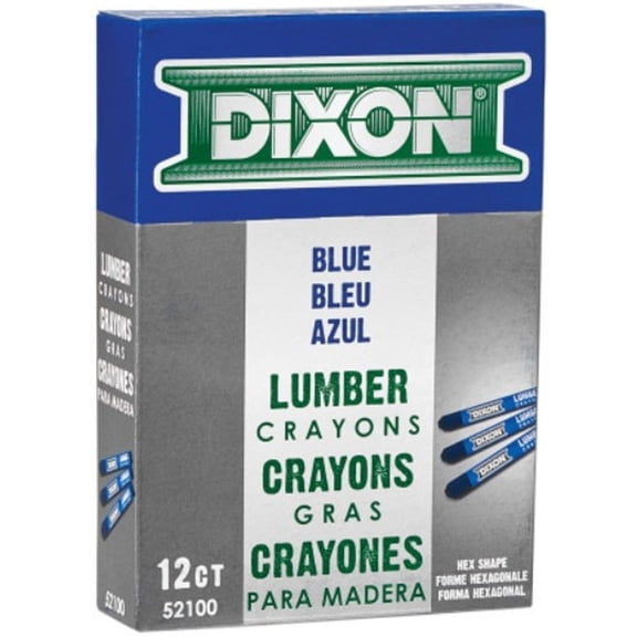 Dixon Industrial 52100 Lumber Crayons, Blue; Last Up to 10 Times Longer; Fade-proof, Water-proof and Smear-proof; 12 Count; Measure 4-1/2 x 1/2 Inches