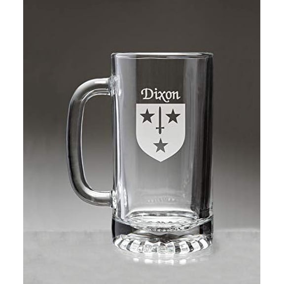 Dixon Irish Coat of Arms Glass Beer Mug (Sand Etched)