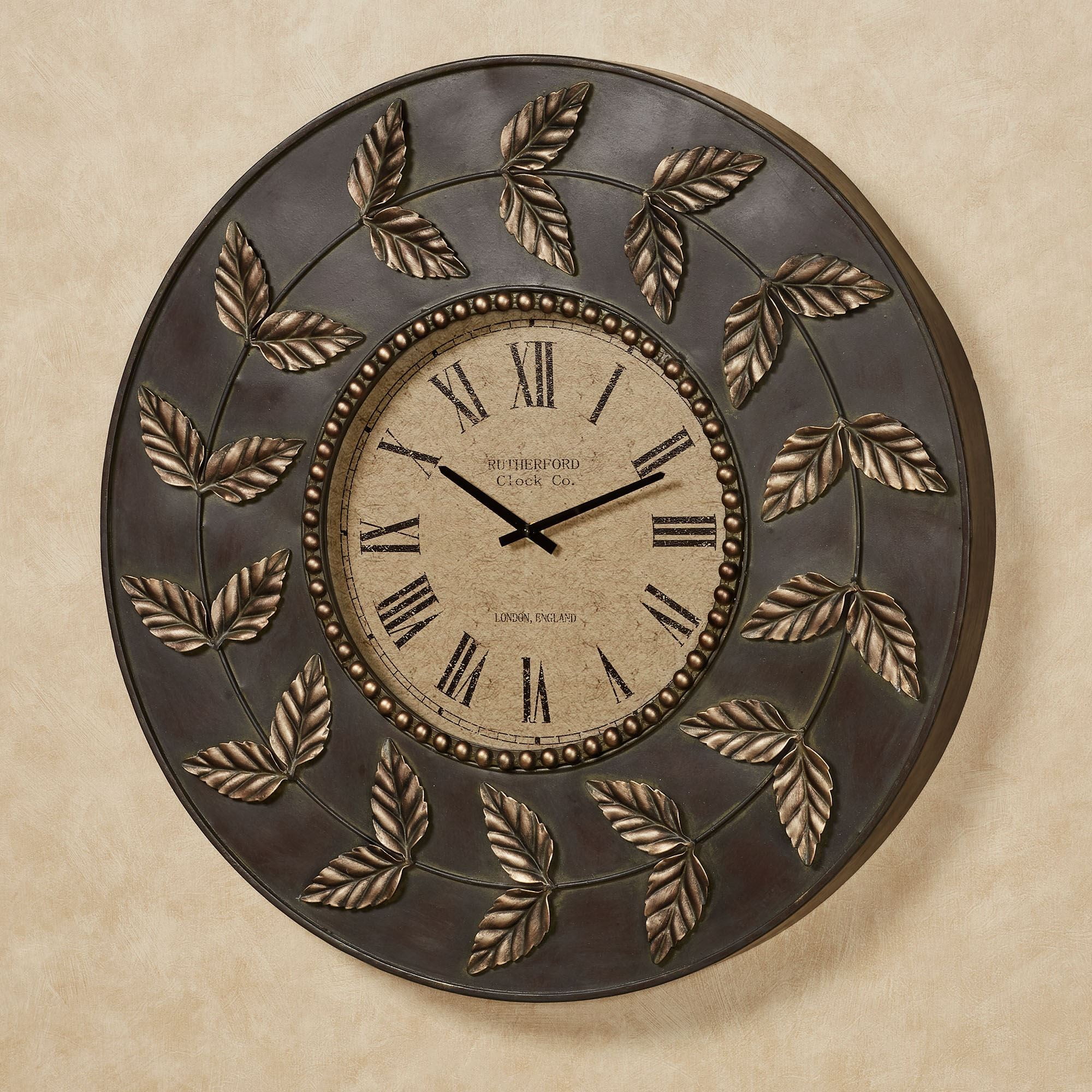 Dixon Oversized Bronze and Gold Leaf Wall Clock