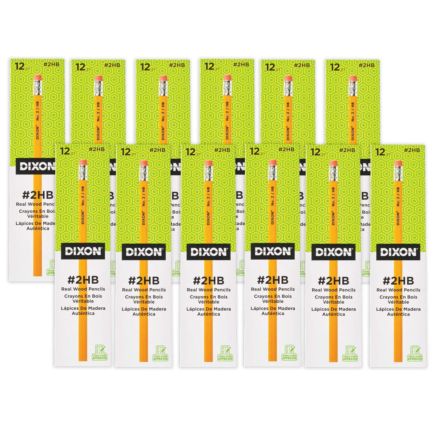 Dixon No. 2 Pencils, Yellow, 12 Per Box, 12 Boxes