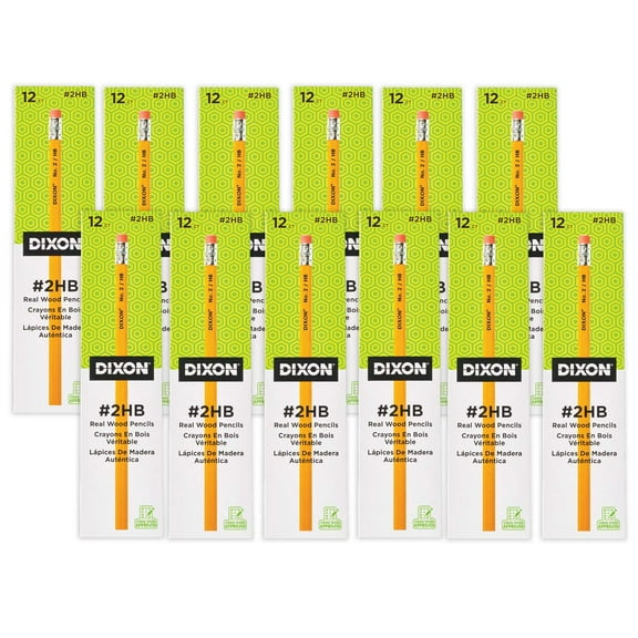 Dixon No. 2 Pencils, Yellow, 12 Per Box, 12 Boxes