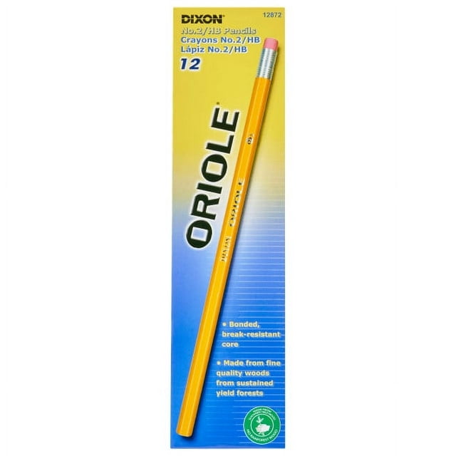 Dixon Oriole WoodCased Pencils, 2 HB Soft, Yellow, 12 Ct