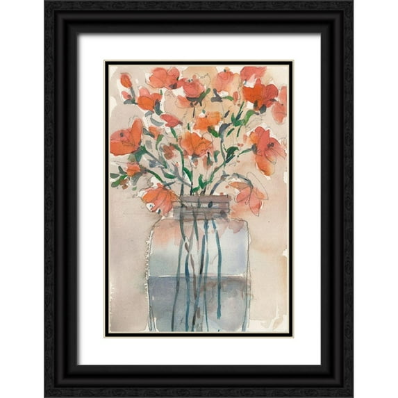 Dixon, Samuel 17x24 Black Ornate Wood Framed with Double Matting Museum Art Print Titled - Flowers in a Jar II