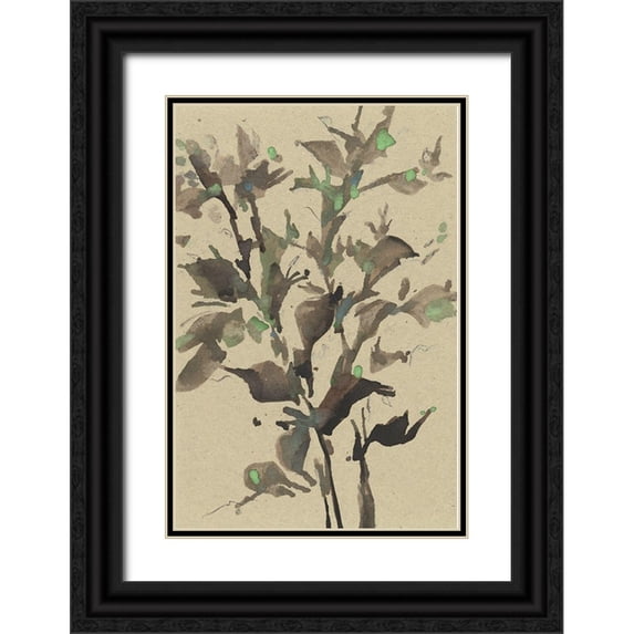 Dixon, Samuel 17x24 Black Ornate Wood Framed with Double Matting Museum Art Print Titled - Leaves on Taupe II