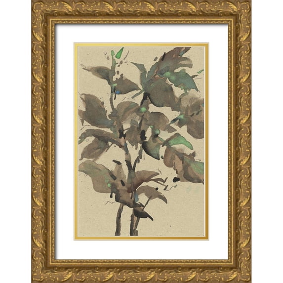 Dixon, Samuel 17x24 Gold Ornate Wood Framed with Double Matting Museum Art Print Titled - Leaves on Taupe I
