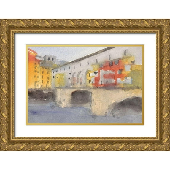 Dixon, Samuel 18x13 Gold Ornate Wood Framed with Double Matting Museum Art Print Titled - Along the Seine IV