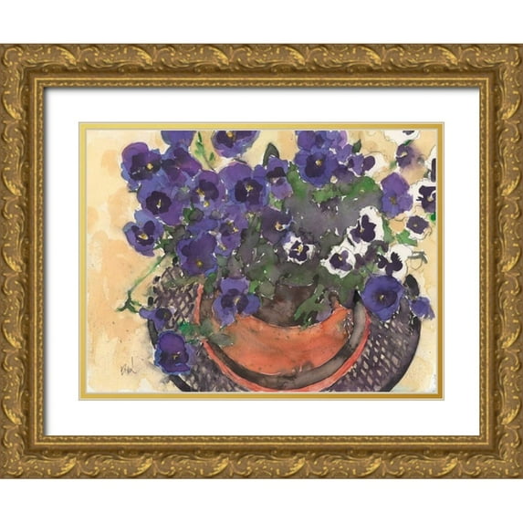 Dixon, Samuel 24x19 Gold Ornate Wood Framed with Double Matting Museum Art Print Titled - Something Floral VIII