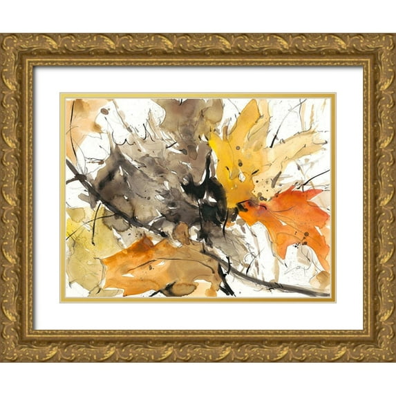 Dixon, Samuel 24x19 Gold Ornate Wood Framed with Double Matting Museum Art Print Titled - Watercolor Autumn Leaves II