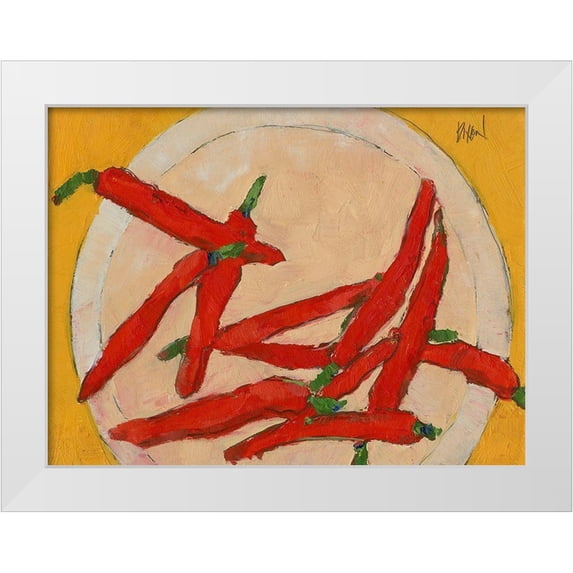 Dixon, Samuel 24x19 White Modern Wood Framed Museum Art Print Titled - Peppers on a Plate III