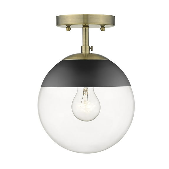 Golden Lighting Dixon 1-light Semi-Flush Mount in Aged Brass and Clear Glass