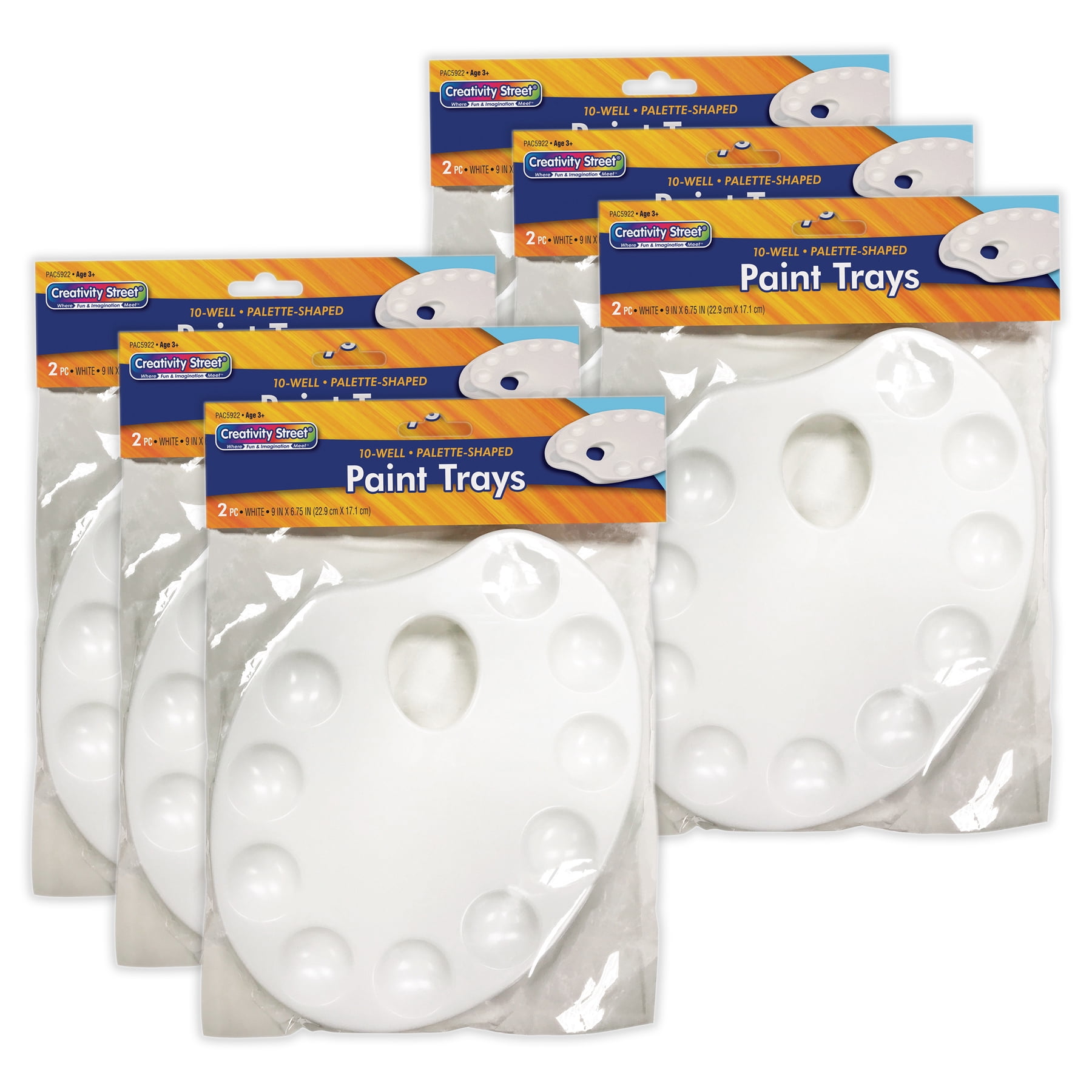 Creativity Street Palette-Shaped Paint Trays, White, 9" x 6.75", 2 Per Pack, 6 Packs