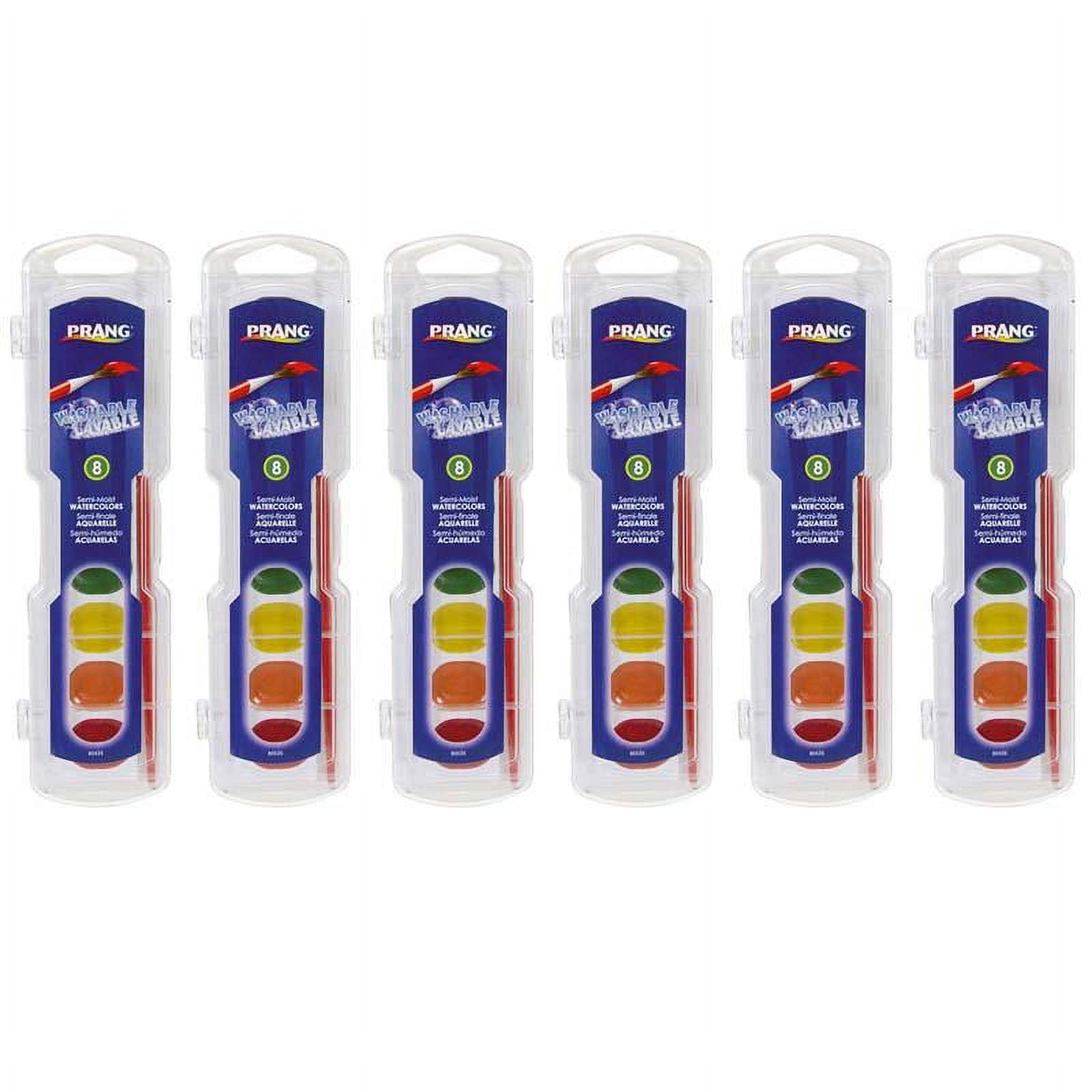 Prang Semi-Moist Washable Watercolor Set with Brush 8 Colors Per Set 6 Sets (DIX80525-6)