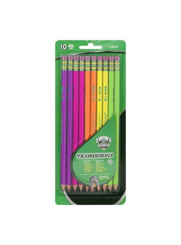 Dixon Ticonderoga No.2 Pencils, Assorted Neon, 10-Count (Pack of 2)